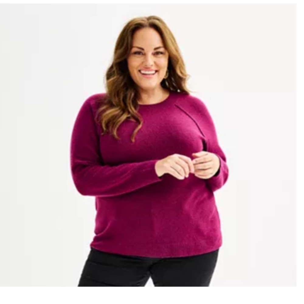 Sonoma Goods For Life Berry Purple Sweater 3X Plus Size Cozy Knit - Picture 4 of 15